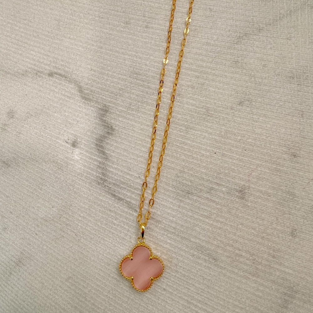 SOLD on IG Pink porcelain clover necklace